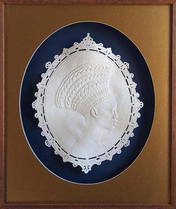 Portrait Of A Lady With Braided Isicholo - Wall Sculpture by Jo Roets