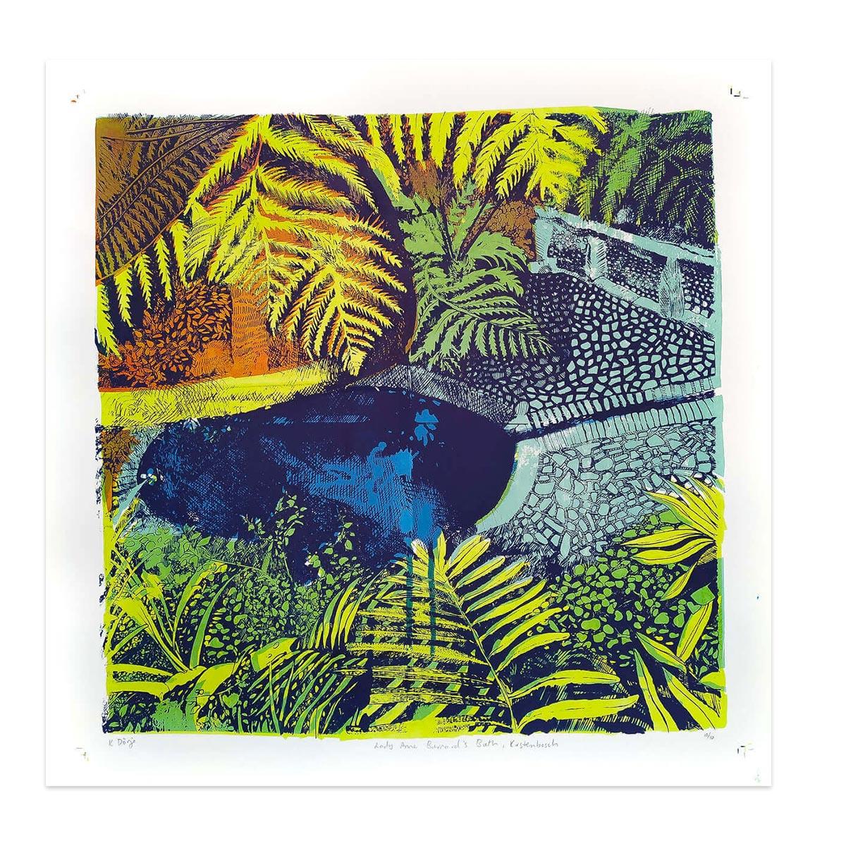 colourful silkscreen print inspired by Kirstenbosch Gardens
