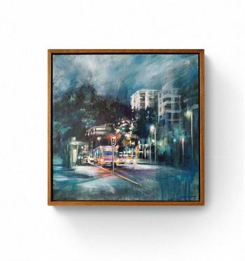 painting of Cape Town city centre at night