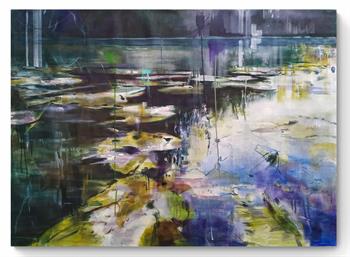 Monet-inspired oil painting of waterlilies by Joanne Reen