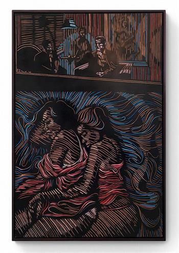 The Blues - Woodcut by Zolani Siphungela