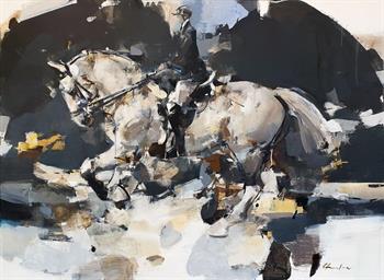 Dressage I - Painting by Pascale Chandler
