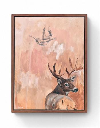 framed oil painting of a stag 