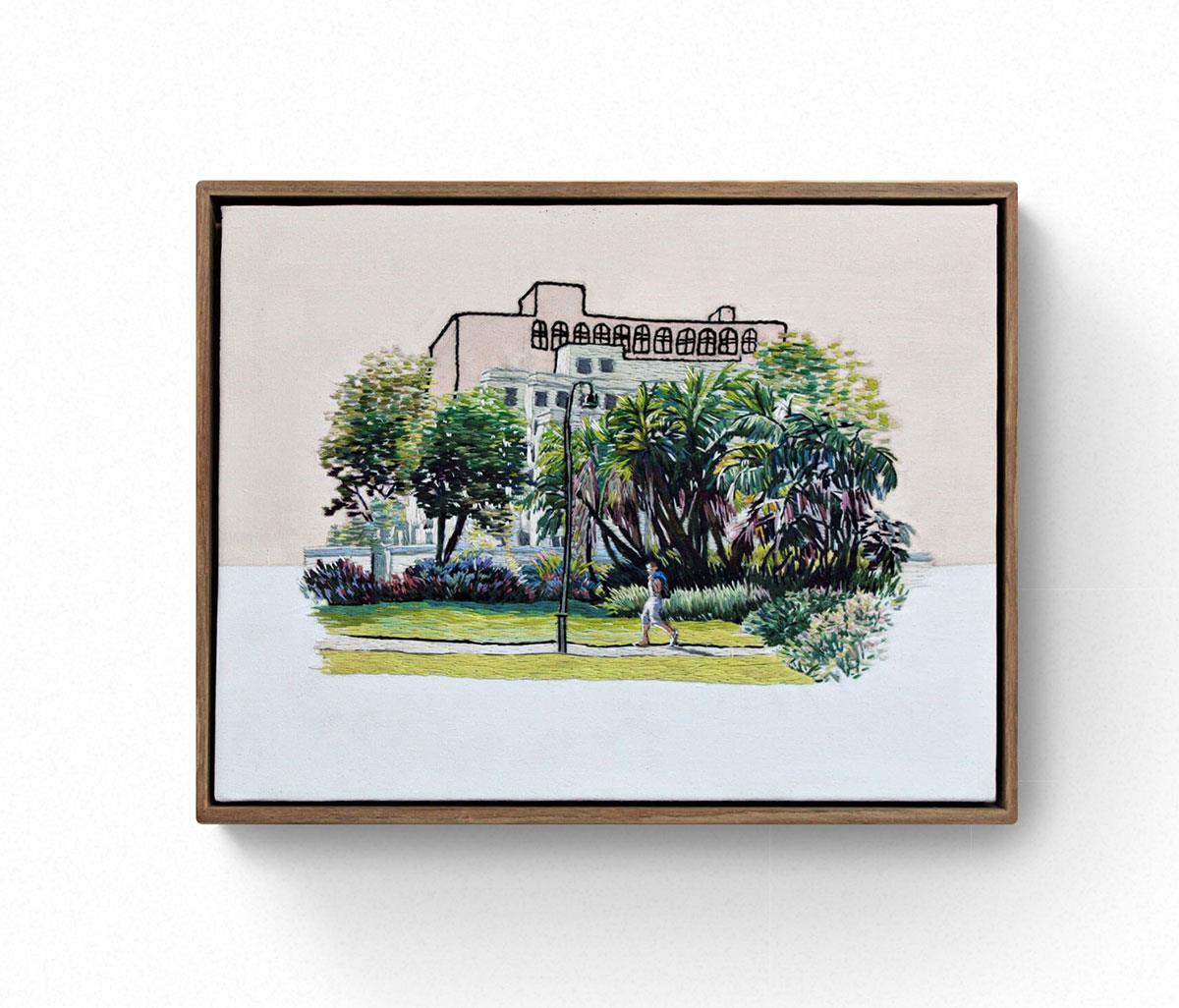 embroidery painting of the Companys' Garden in Cape Town