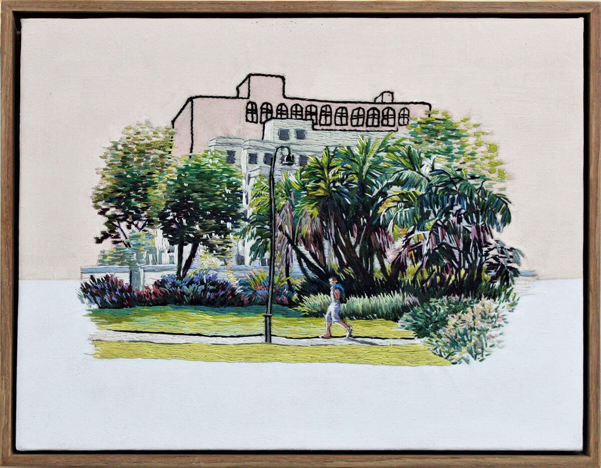 embroidery painting of the Companys' Garden in Cape Town