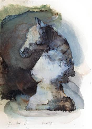 Knight #5 - Ink On Yupo by Pascale Chandler