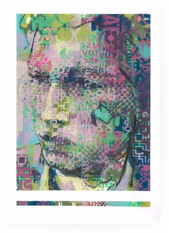 street art style portrait painting print on paper by Claude Chandler