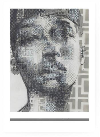 street art style portrait print on paper in grey by Claude Chandler