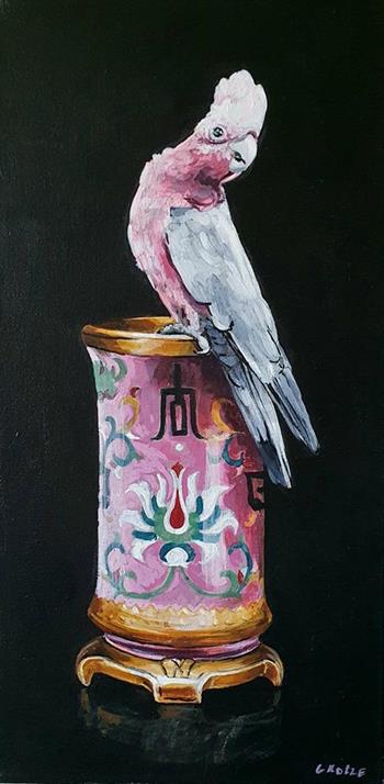 Pink and Grey - Painting by Grace Kotze