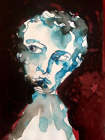 Girl Bust IV - Painting by Thelma van Rensburg