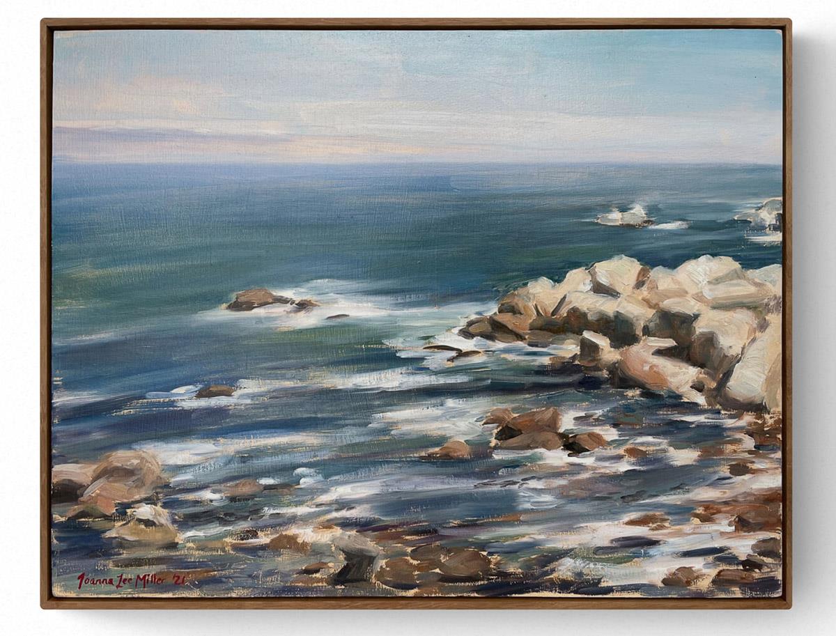 painting of rocky shoreline at Bakoven, Cape Town by Joanna Miller
