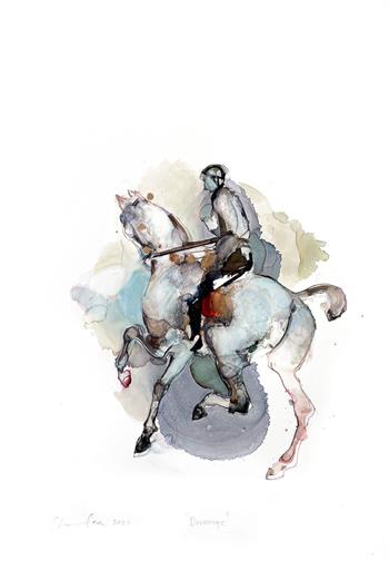 Dressage - Ink On Yupo by Pascale Chandler