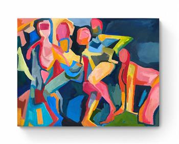 colourful expressionistic painting of people dancing