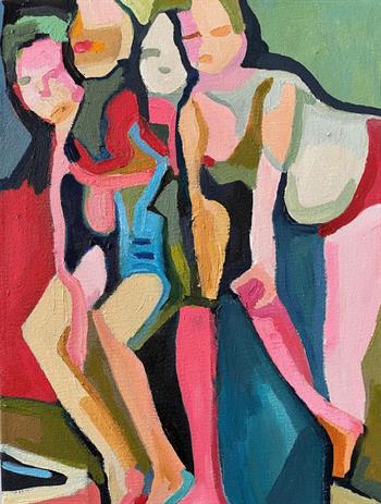 Lean In Ladies - Painting by Sue Kaplan