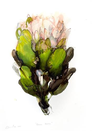 Queen Protea - Ink On Yupo by Pascale Chandler