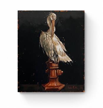 oil painting of a pelican by Mila Posthumus