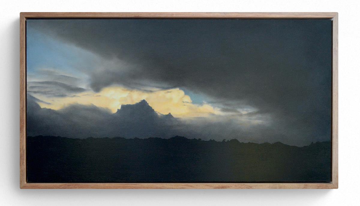 oil painting of stormy clouds with a glimpse of sunlight by Catherine Ocholla