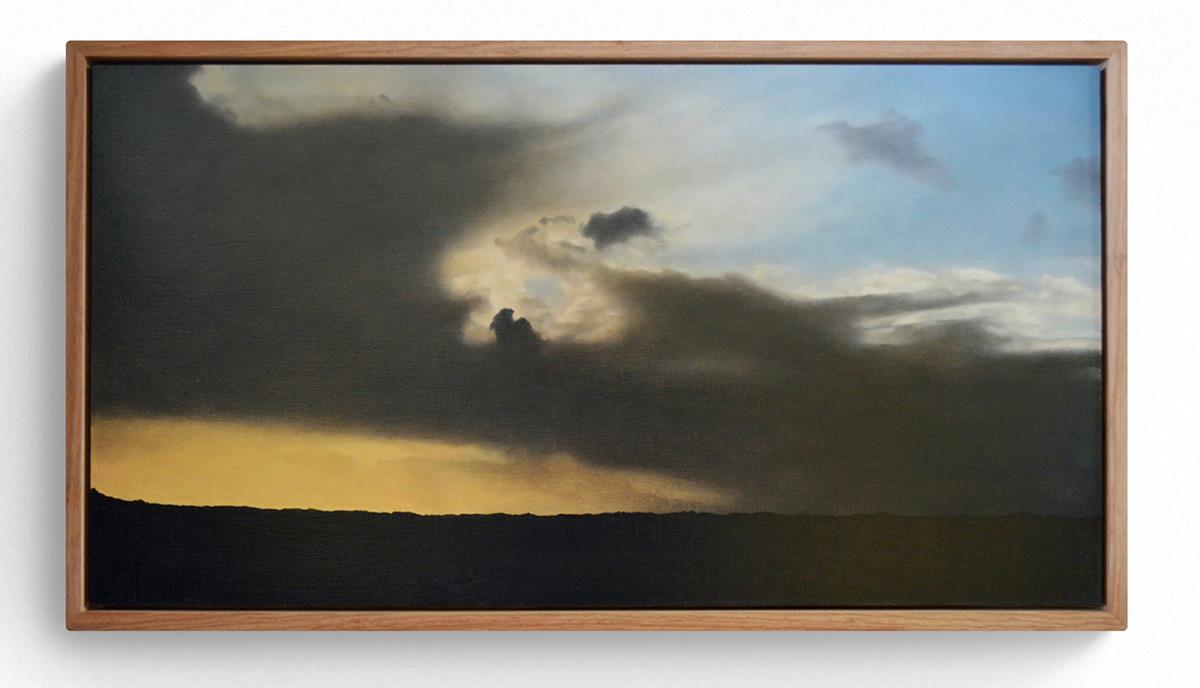 photorealism oil painting of stormy clouds in the sky