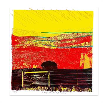 bright coloured silkscreen print of a Cape Town sunset