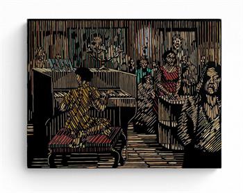 Deep In - Woodcut by Zolani Siphungela