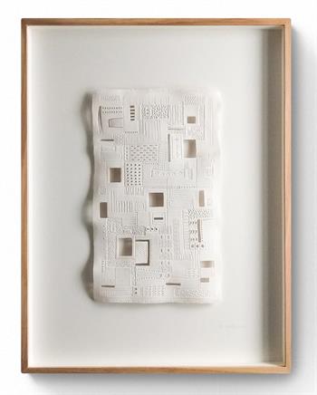 framed light-relief wall sculpture in air-drying clay by Jo Roets