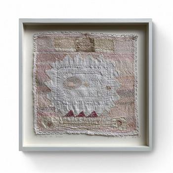 framed embroidered and stitched artwork on recycled domestic textile