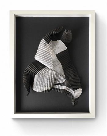 origami folded paper artwork in white frame