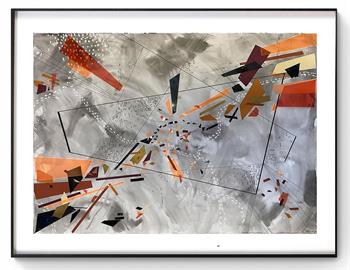 abstract artwork created with pins, and xray film in black frame