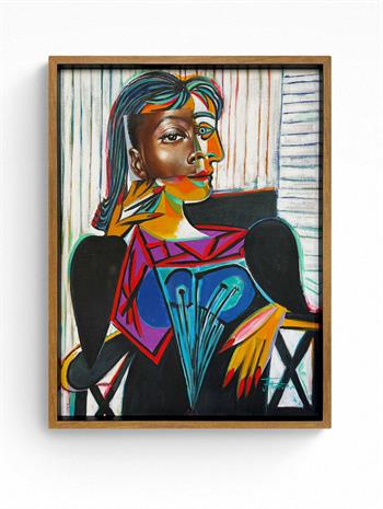 Portrait of Dayo, framed painting inspired by Picasso