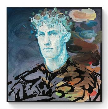 contemporary portrait painting of classical greek man