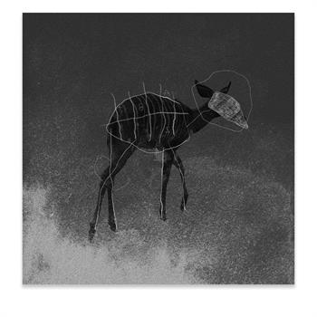 digital art print in black and white of a lone antelope