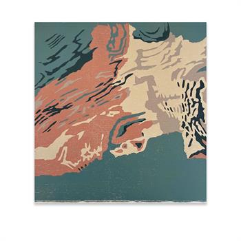 small woodblock print on paper inspired by water