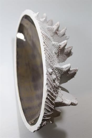 matt white sculptural ceramic with gold glaze