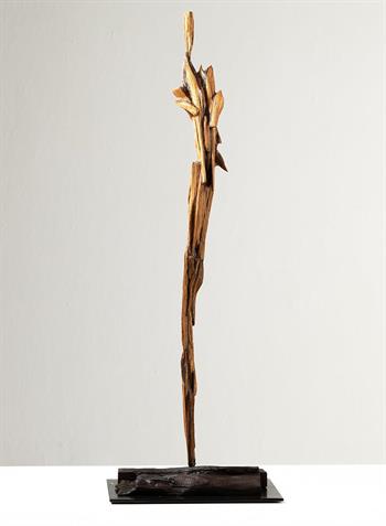 abstract oak sculpture inspired by Norse mythology