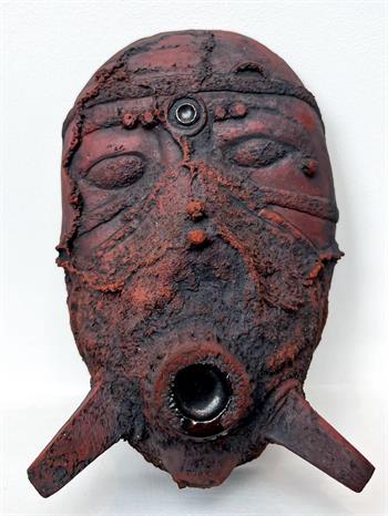 small terracotta tribal mask 
