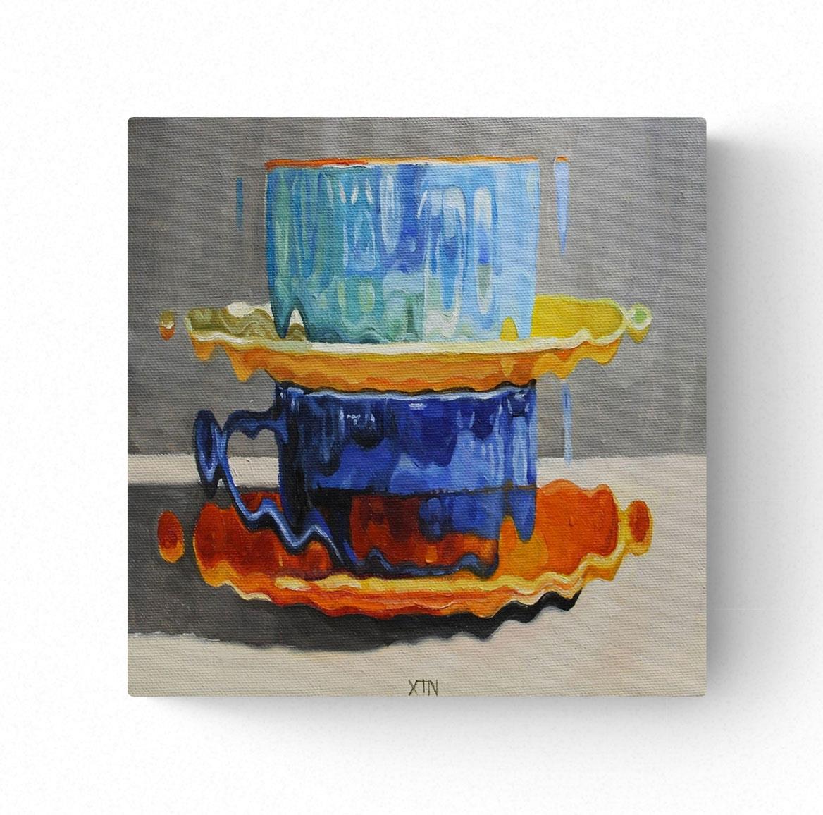 small painting of a cup and saucer