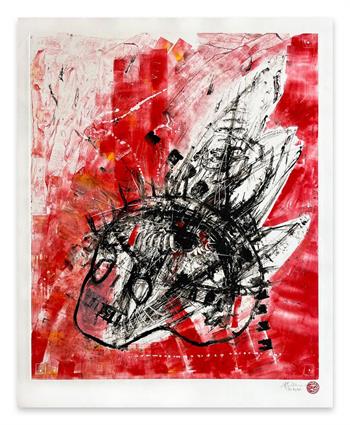 The Big Red - Mixed Media Monotype by Shui-lyn White