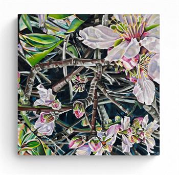 detailed oil painting on canvas of magnolia flowers