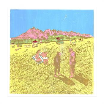 artwork depicting Camps Bay beach with the Twelve Apostles behind