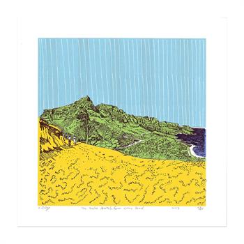 silkscreen pop art print of The Twelve Apostles mountains in Cape Town