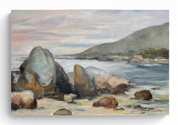 oil painting on canvas of the rocks at Beta Beach, Cape Town