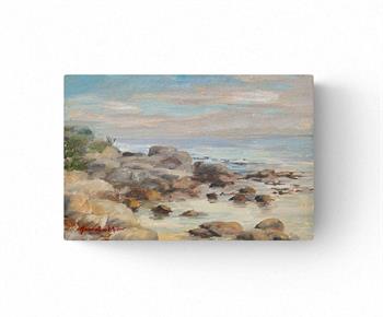 small oil painting en plein air of Oudekraal Beach