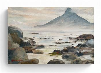 oil painting of Lion's Head, Cape Town, shrouded in mist