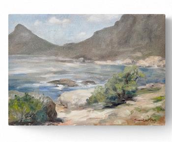 small artwork of Lion's Head, Cape Town, painted from Oudekraal
