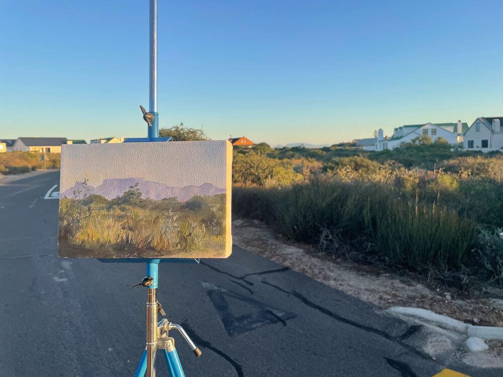 Plein air painting of Table Mountain