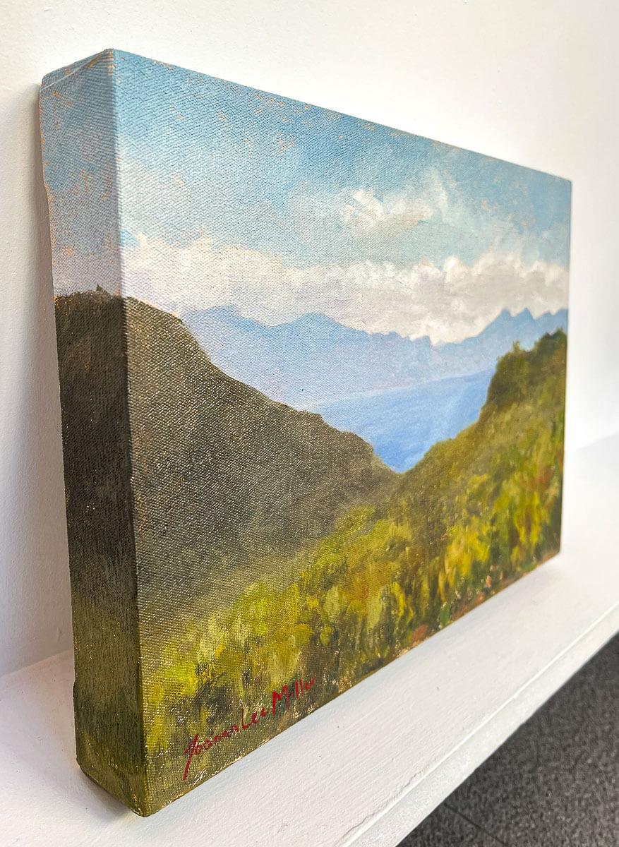 small oil painting of the landscape and mountains of Cape Point