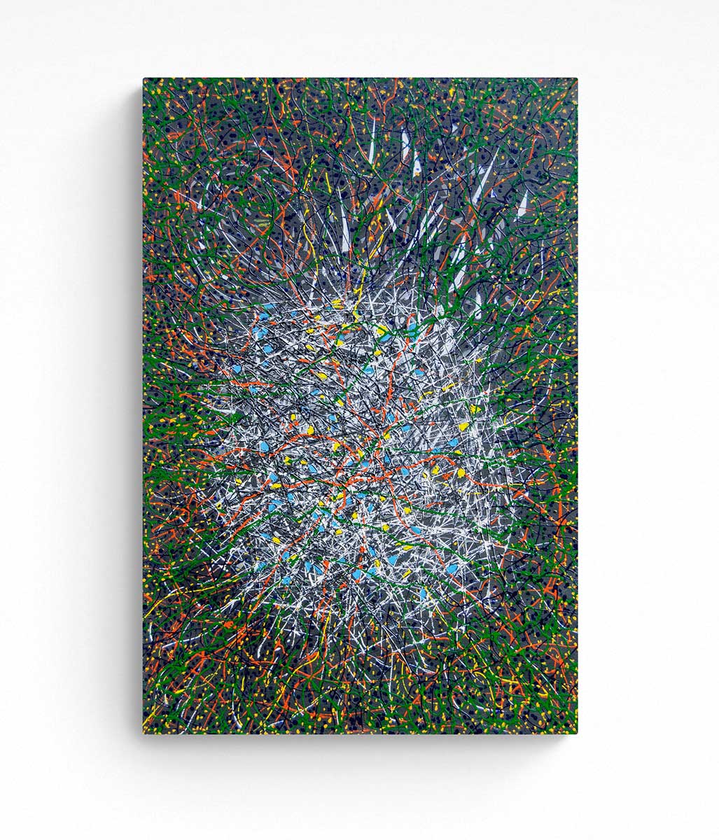 textured abstract painting on canvas of the milkyway in the sky
