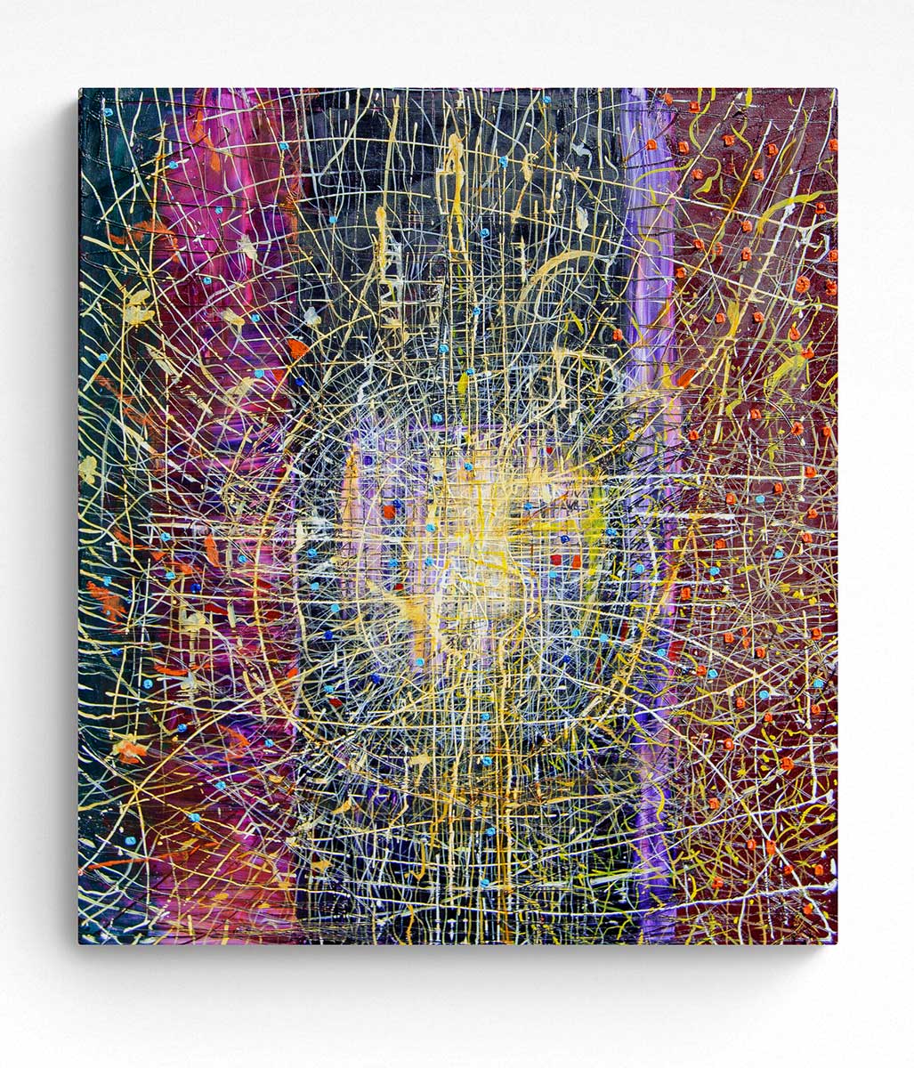 colourful abstract painting on canvas by James de Villiers