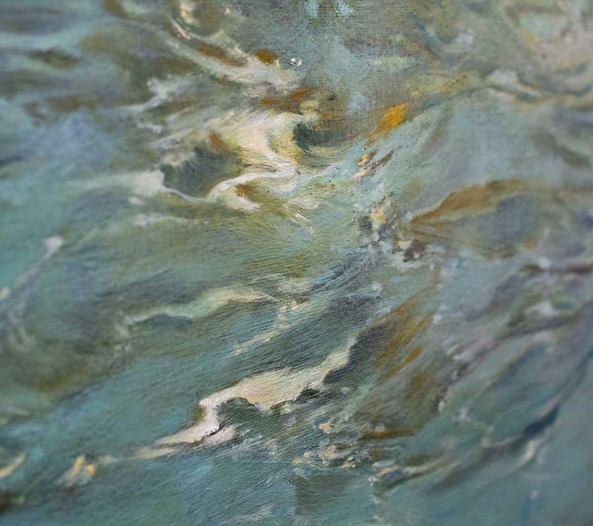 oil painting of the ripples on the surface of a turquoise sea