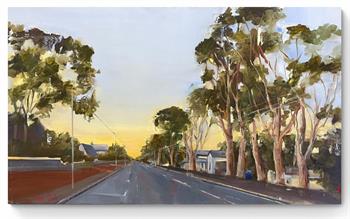 large landscape oil painting of a street in Prince Albert, South Africa